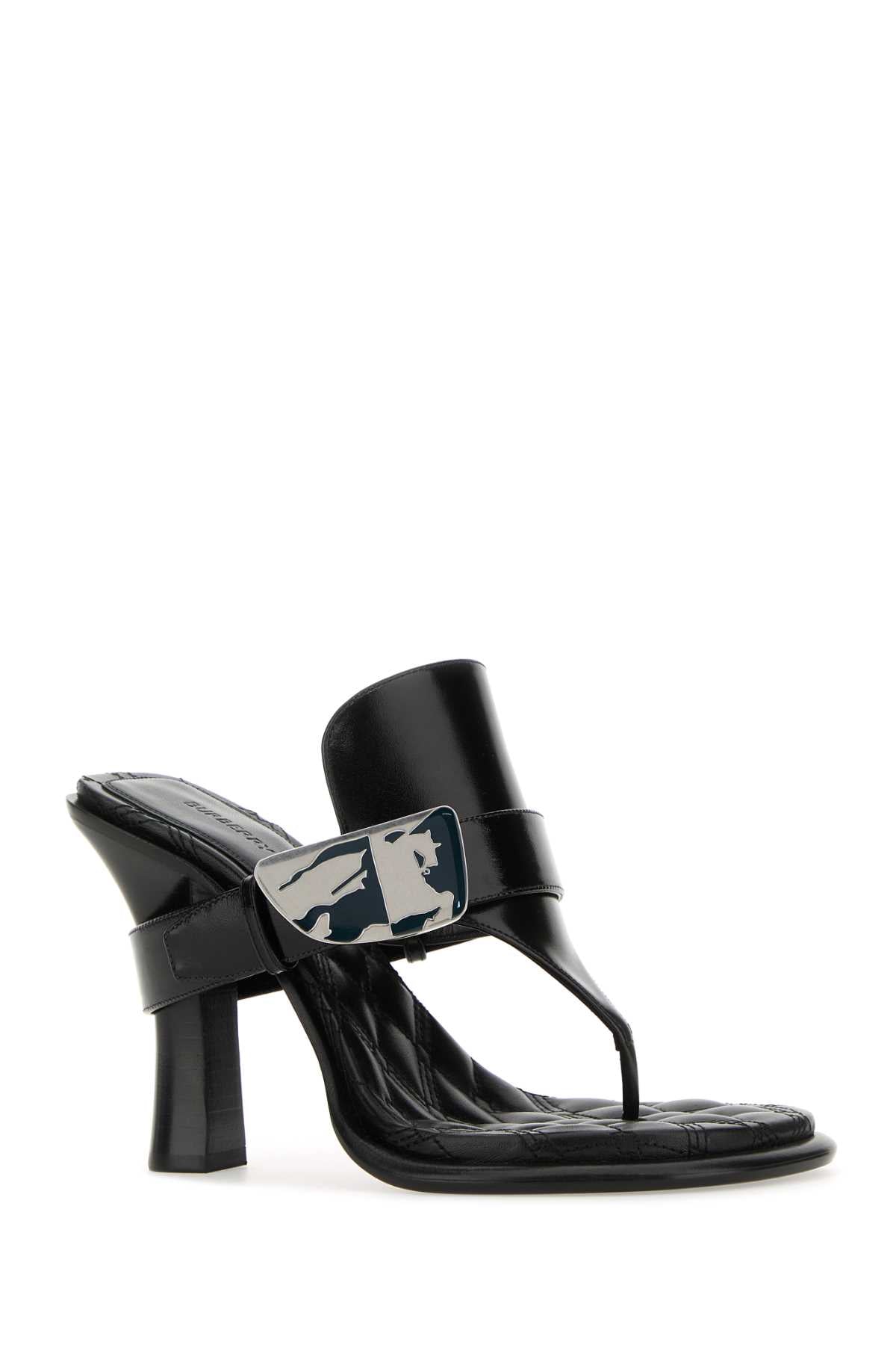 Burberry Women Black Leather Bay Thong Mules