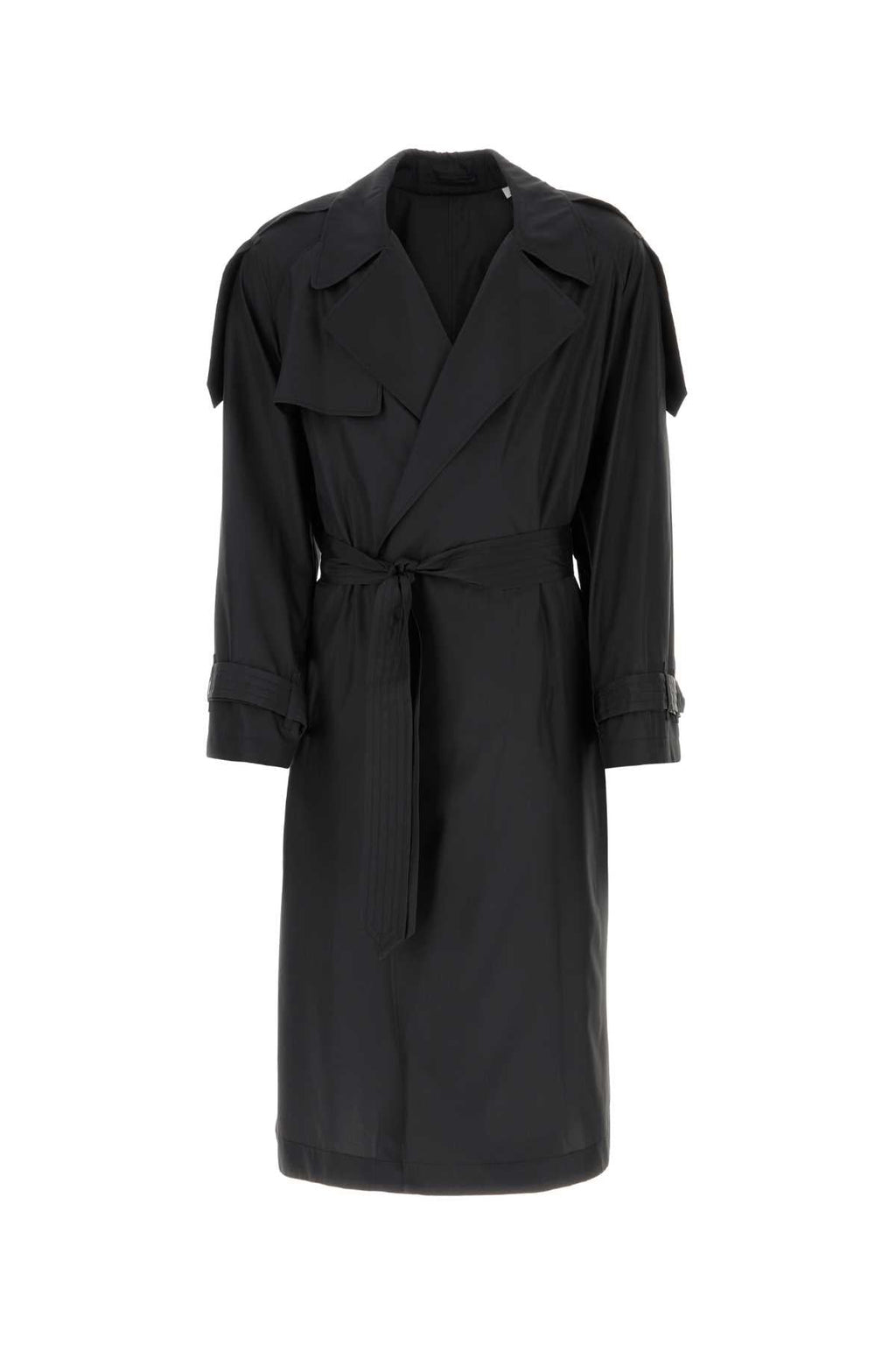 Burberry Men Black Silk Trench Coat