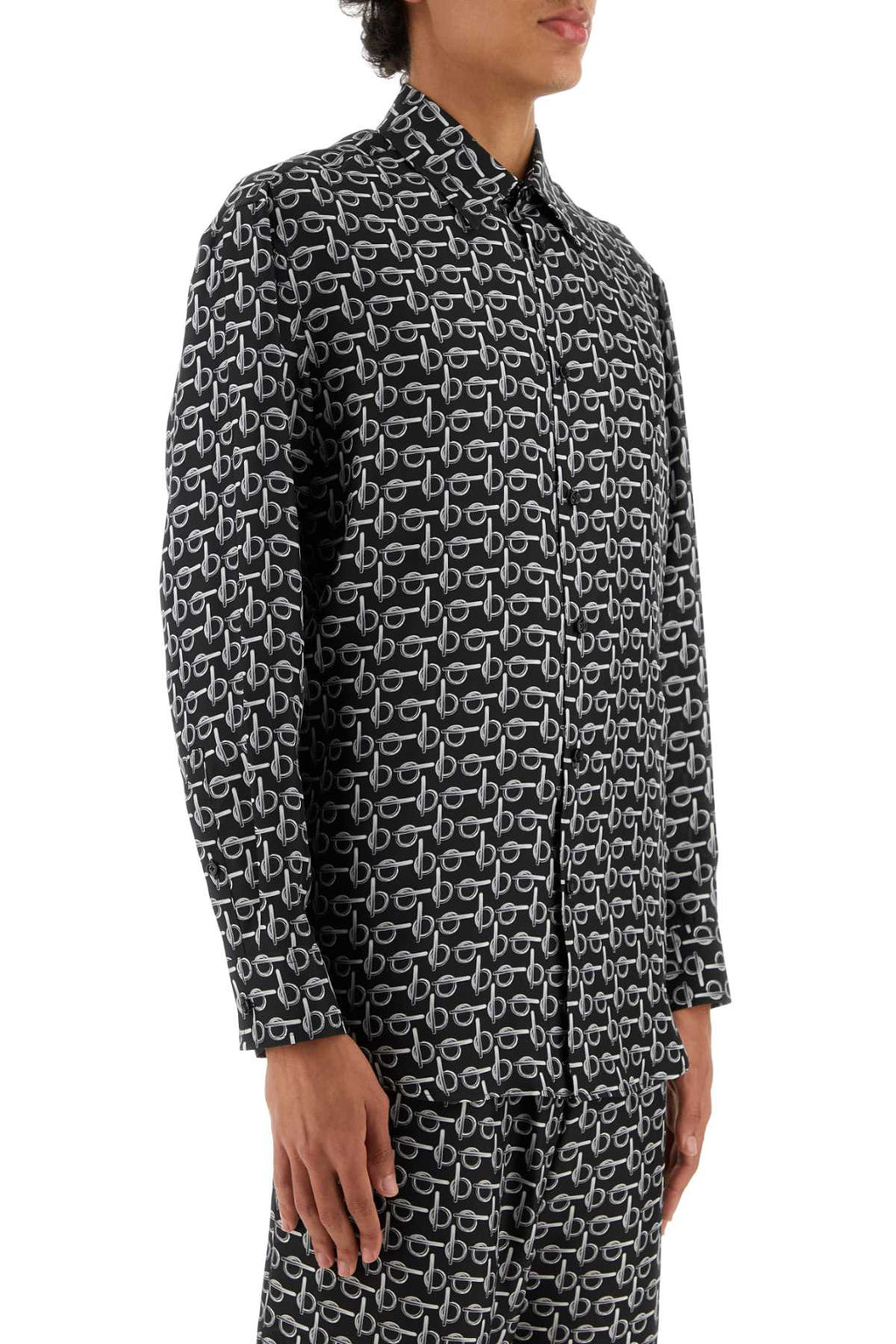 Burberry Men Printed Silk Oversize Shirt