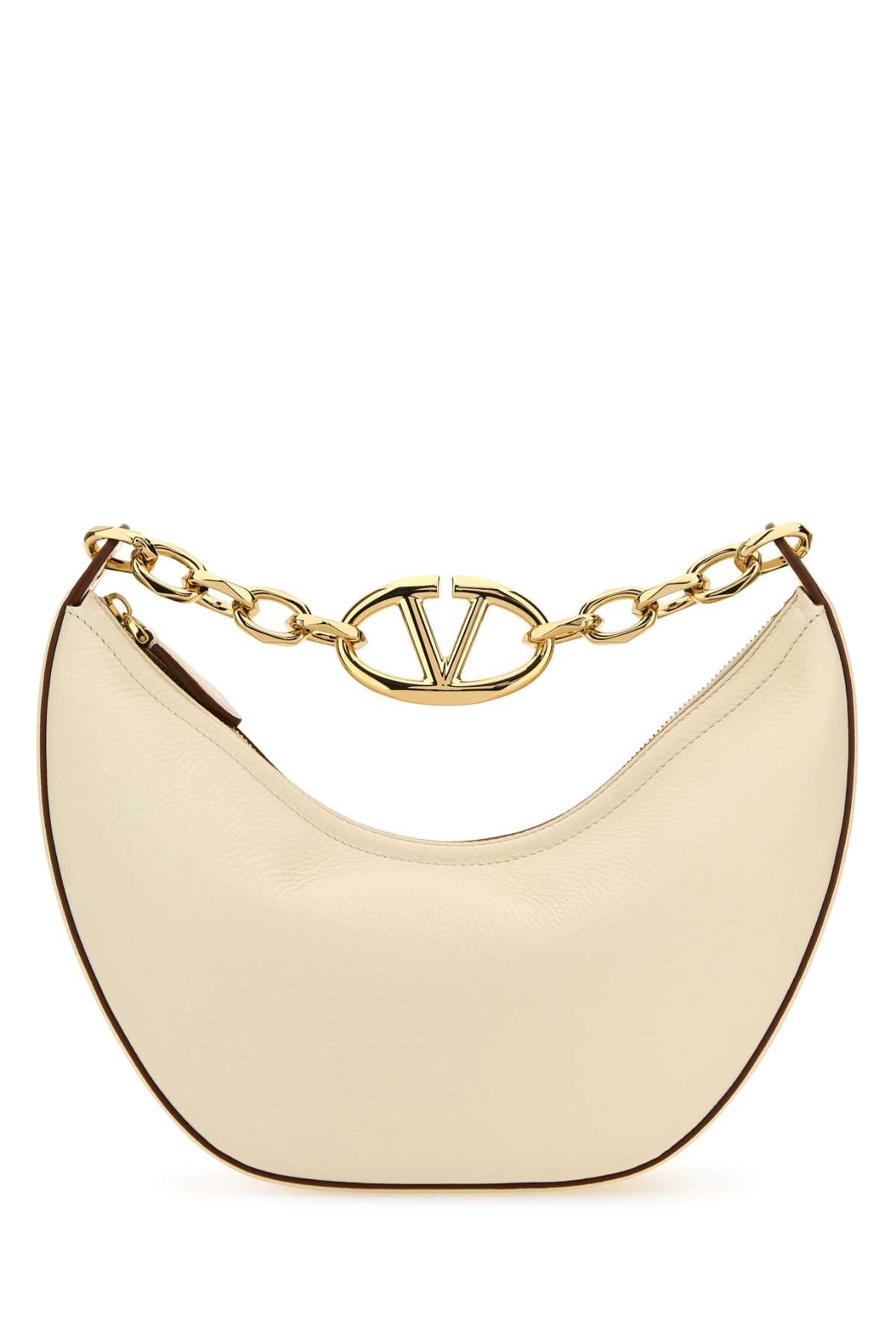 Valentino Garavani Women Ivory Leather Small Hobo Vlogo Moon Handbag
