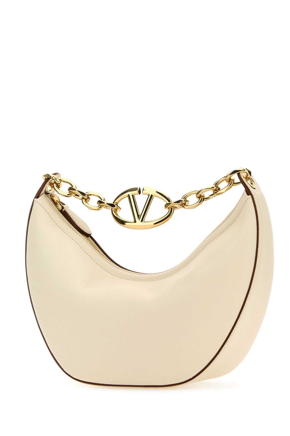 Valentino Garavani Women Ivory Leather Small Hobo Vlogo Moon Handbag