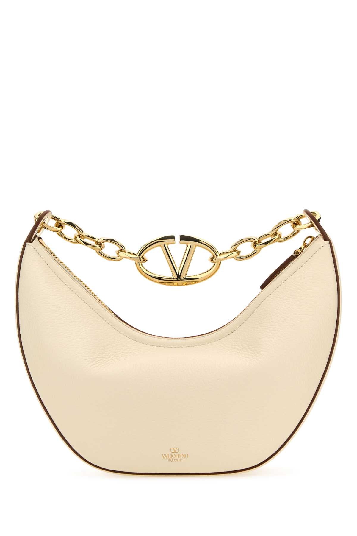 Valentino Garavani Women Ivory Leather Small Hobo Vlogo Moon Handbag