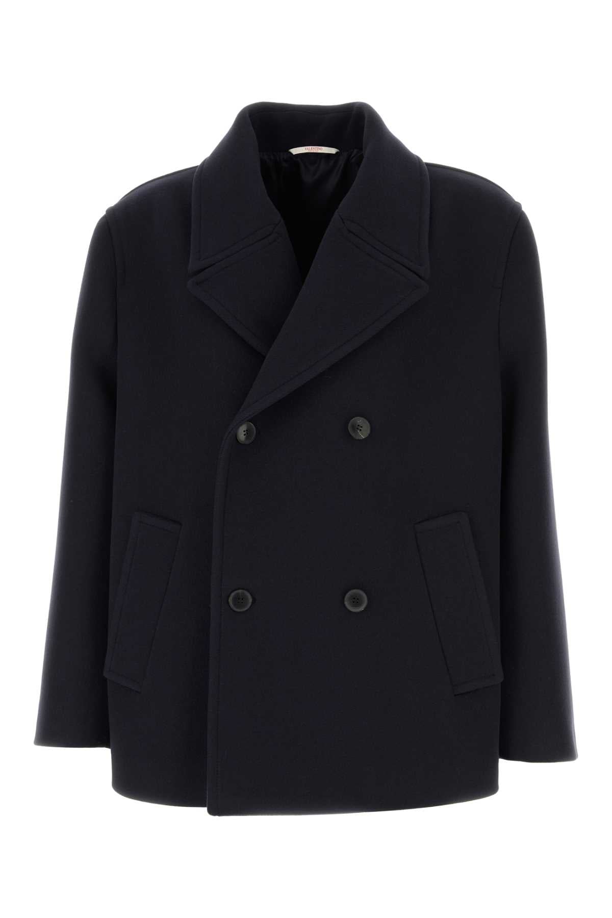 Valentino Garavani Men Midnight Blue Wool Coat