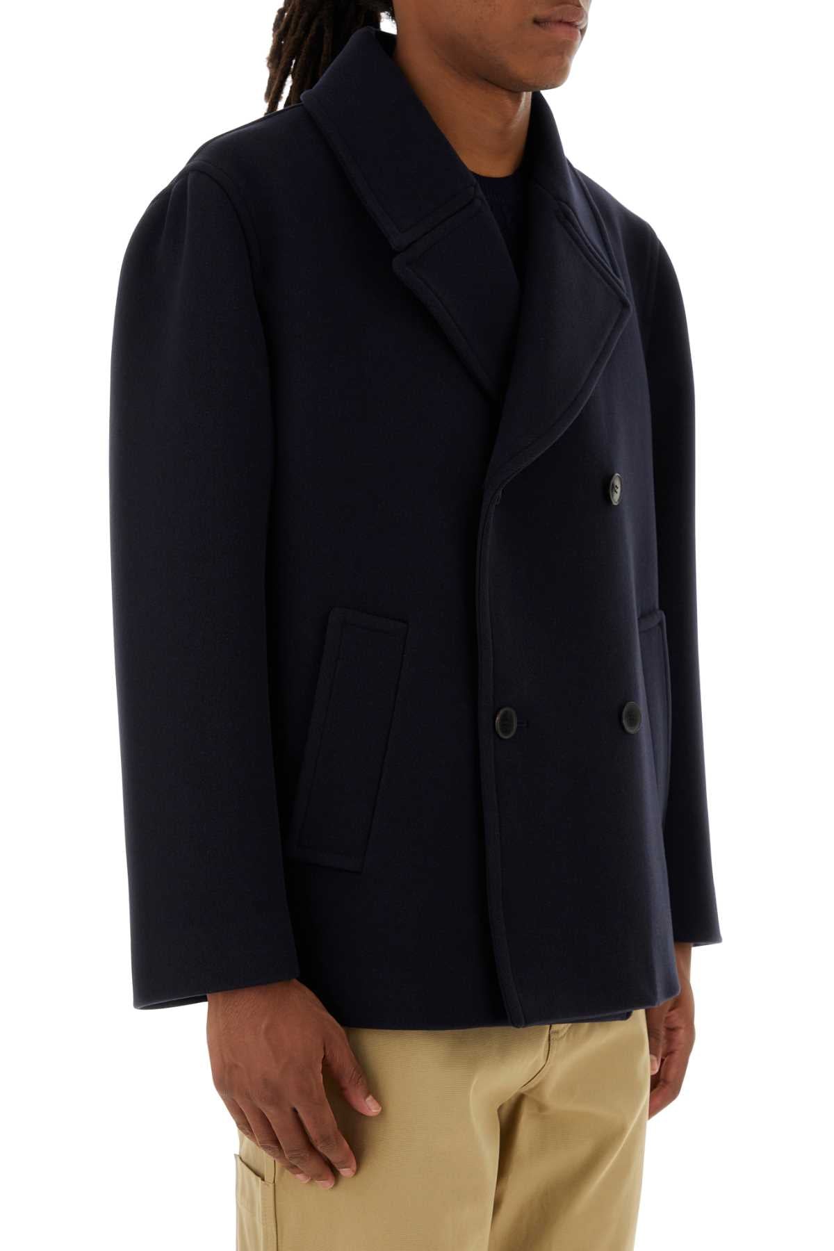 Valentino Garavani Men Midnight Blue Wool Coat