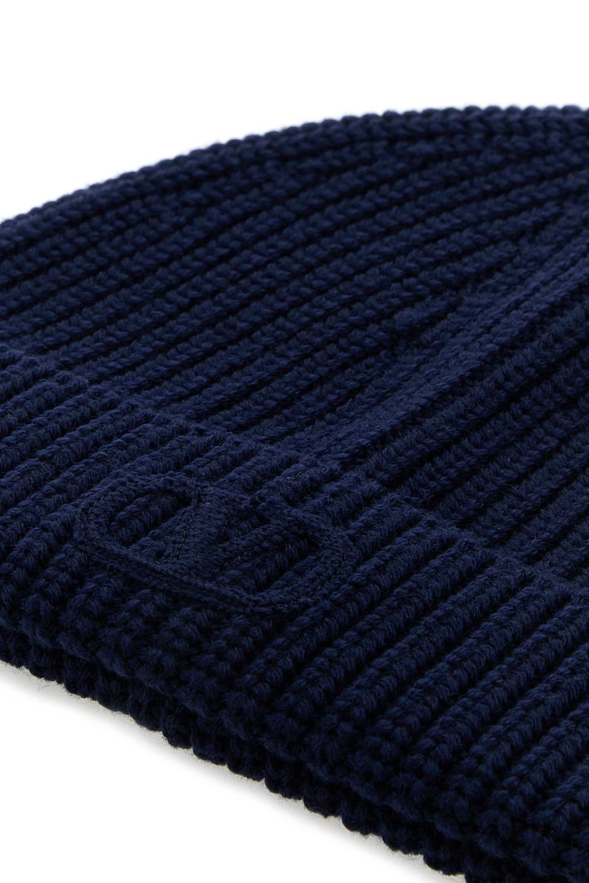 Valentino Garavani Men Midnight Blue Wool Beanie Hat