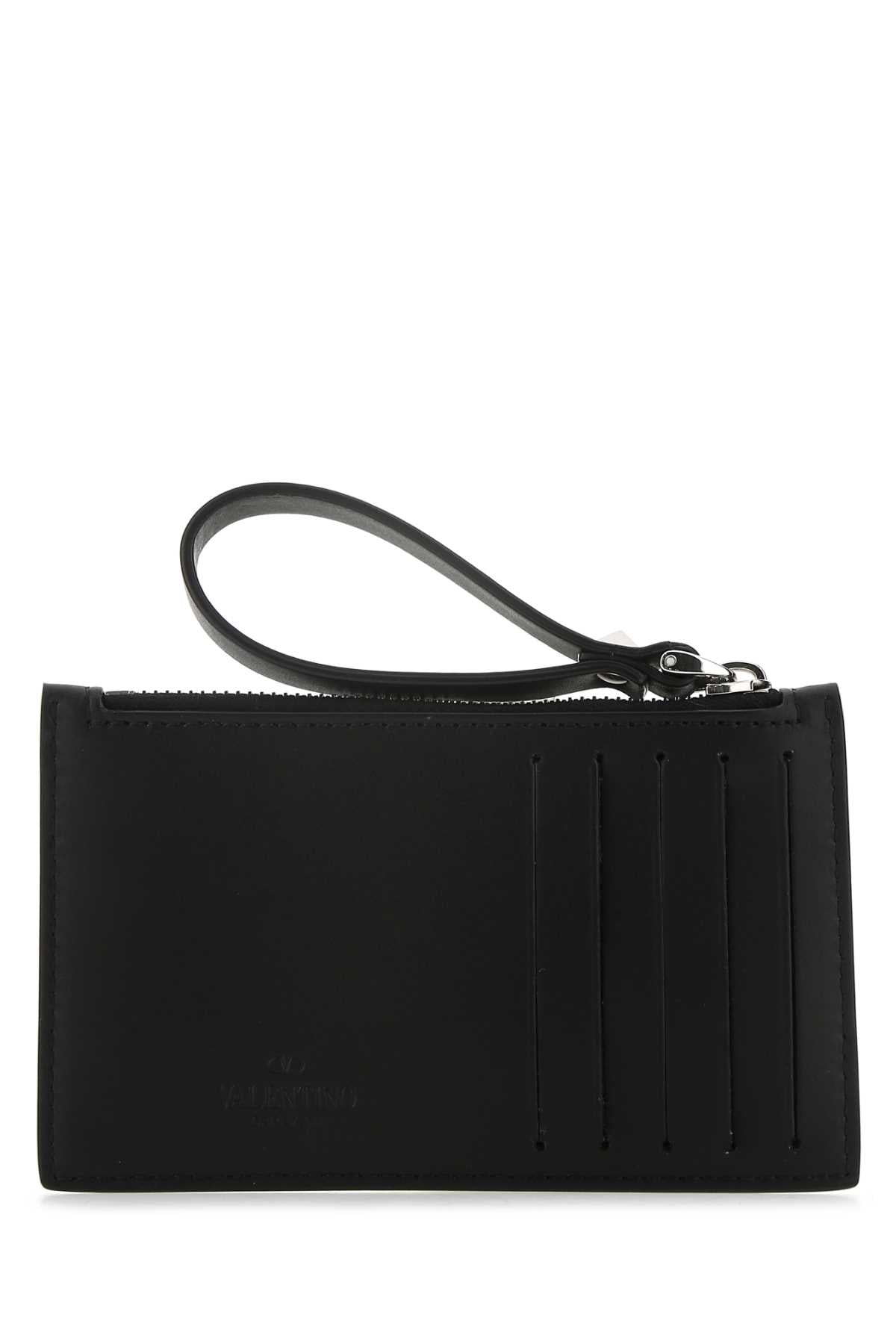 Valentino Garavani Men Black Leather Card Holder