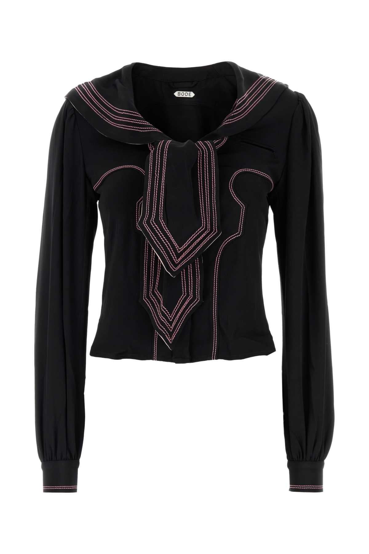 Bode Women Black Silk Seafarer Shirt
