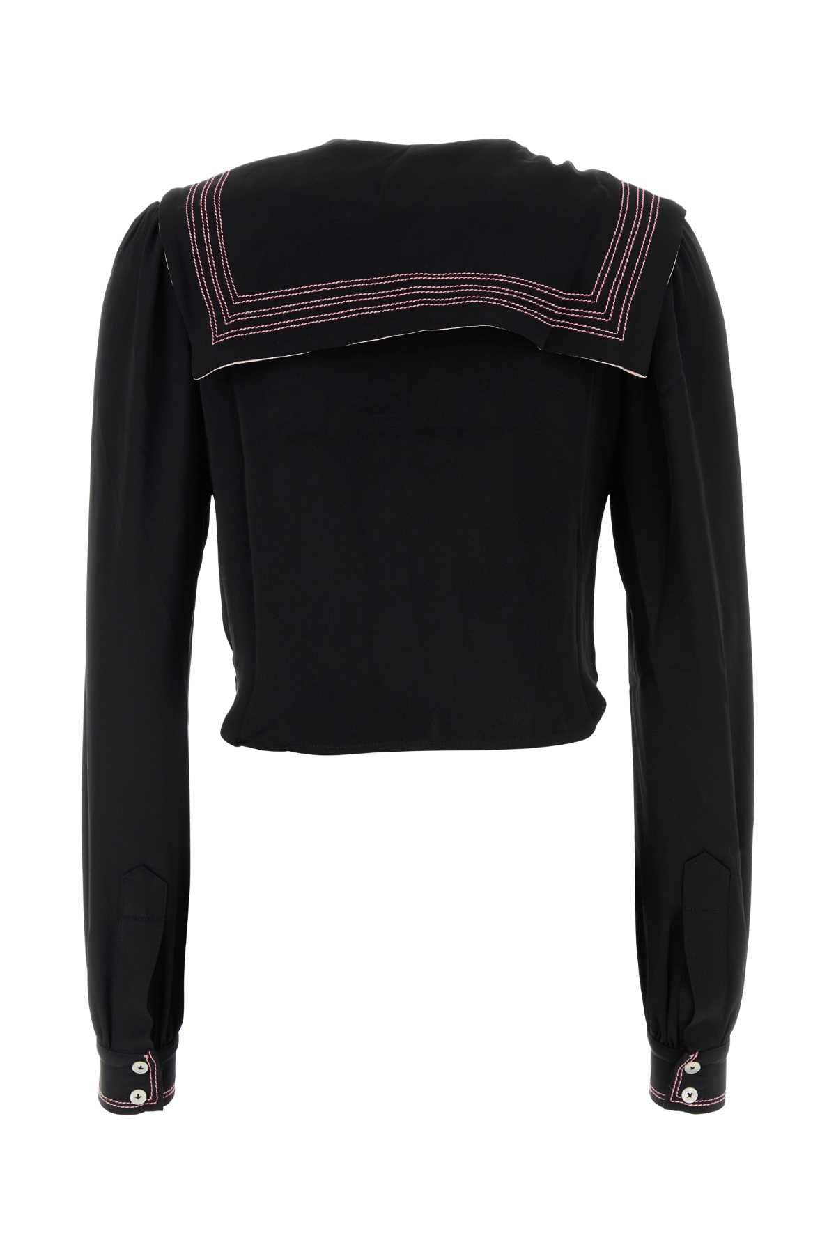 Bode Women Black Silk Seafarer Shirt