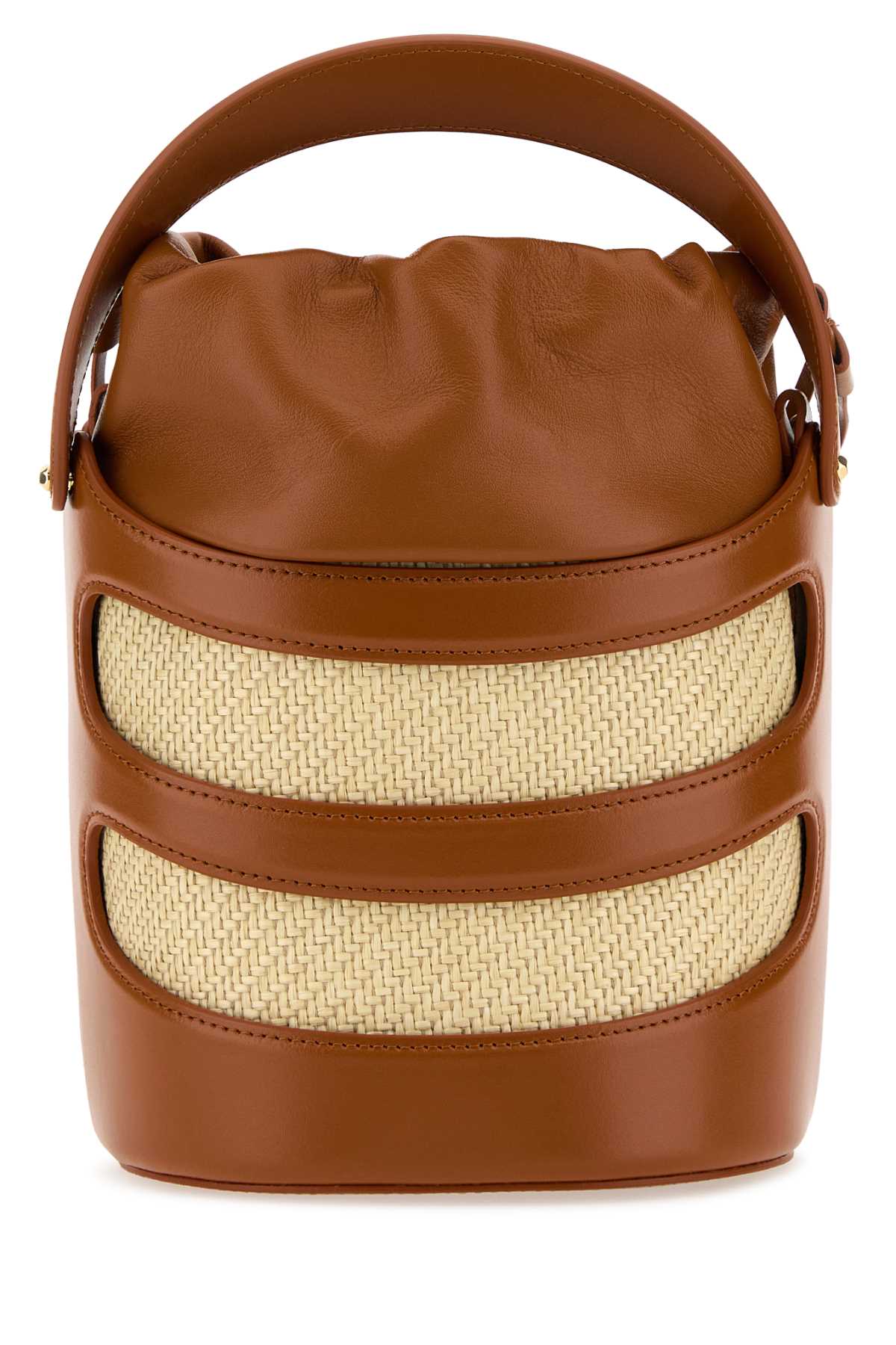 Alexander Mcqueen Women Two-Tone Leather And Raffia The Rise Bucket Bag