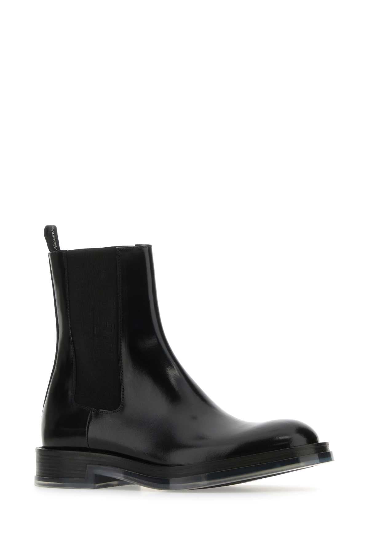 Alexander Mcqueen Men Black Leather Float Ankle Boots