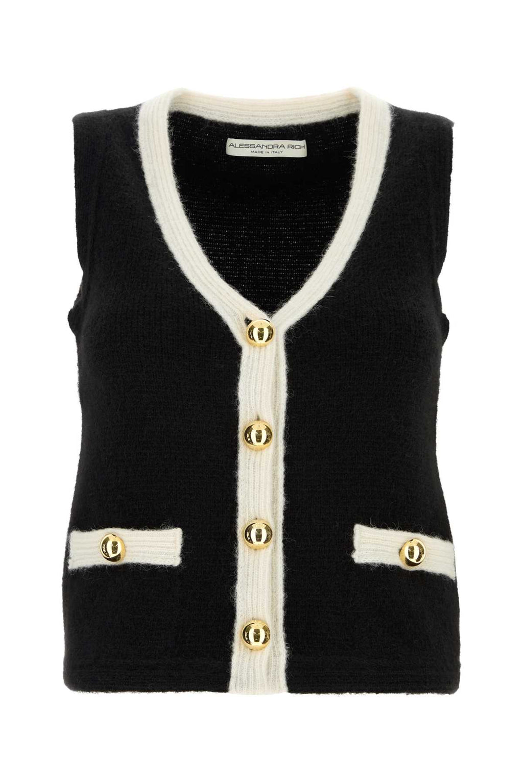 Alessandra Rich Women Black Alpaca Blend Vest
