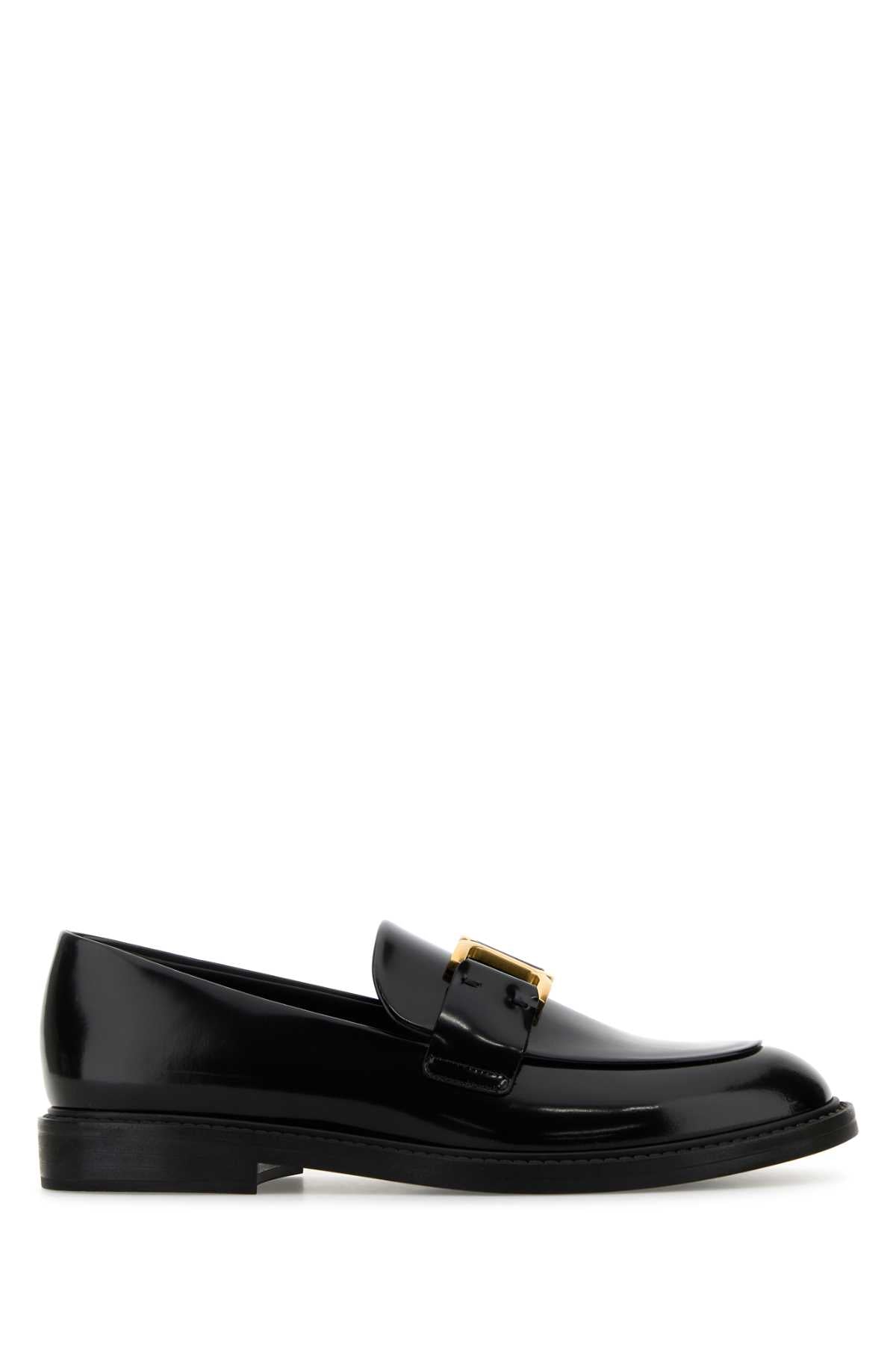 Chloe Women Black Leather Marcie Loafers