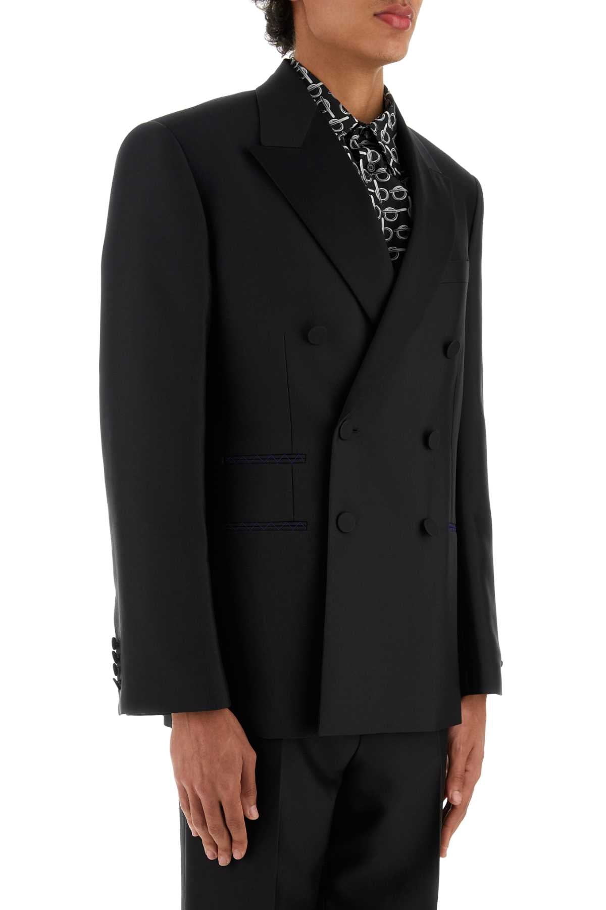 Burberry Men Black Wool Blend Blazer