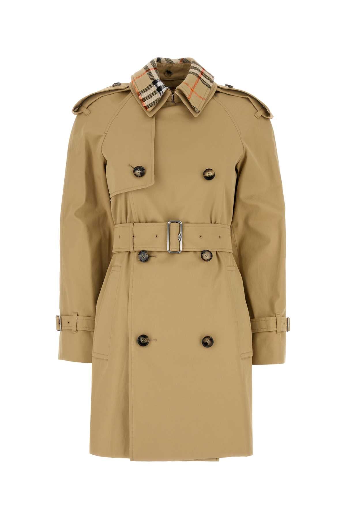 Burberry Women Beige Cotton Trench Coat