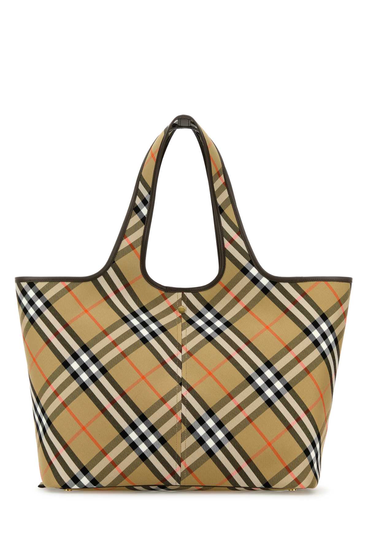 Burberry Women Embroidered Canvas Medium Check Shopping Bag