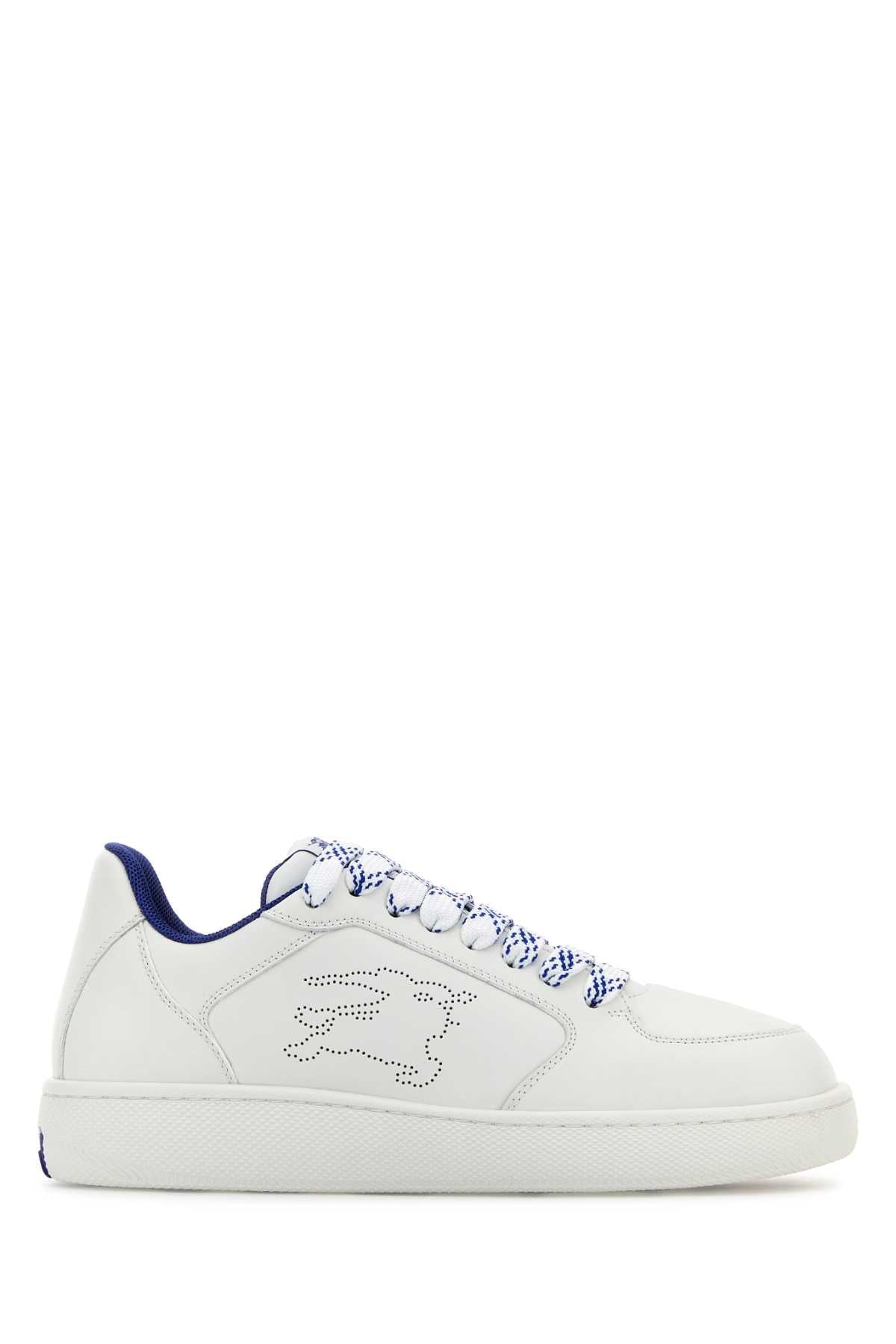 Burberry Men White Leather Stock Sneakers