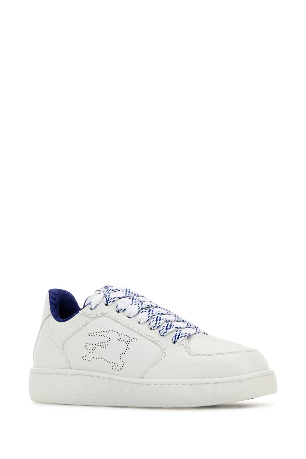 Burberry Men White Leather Stock Sneakers