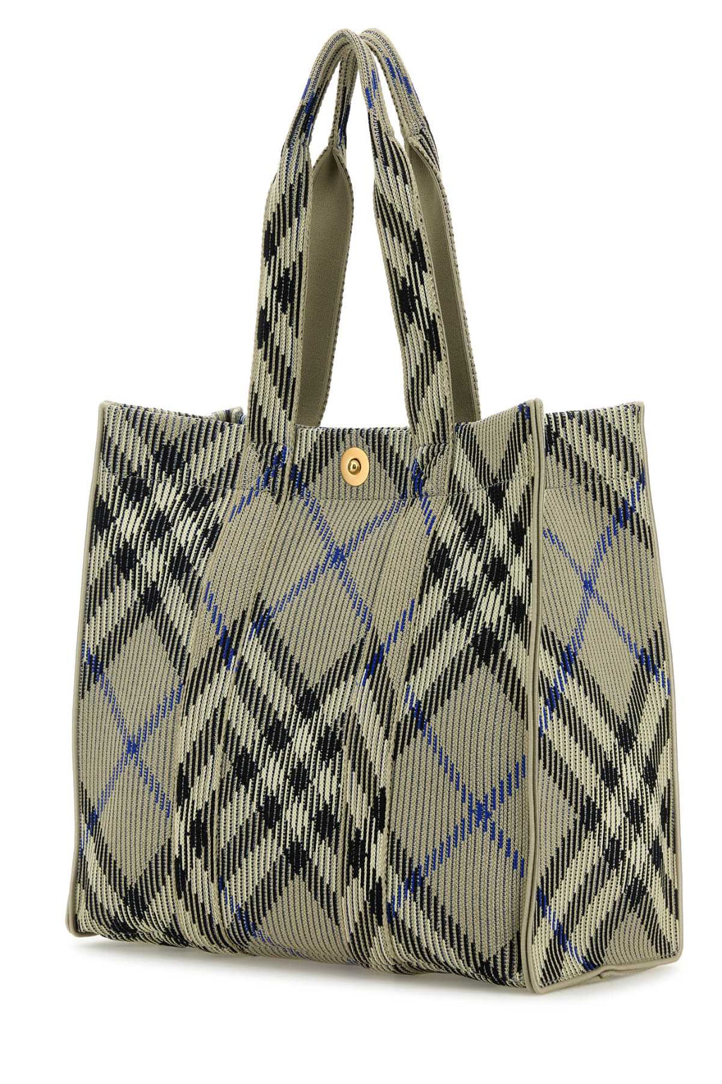 Burberry Women Embroidered Canvas Medium Check Shopping Bag
