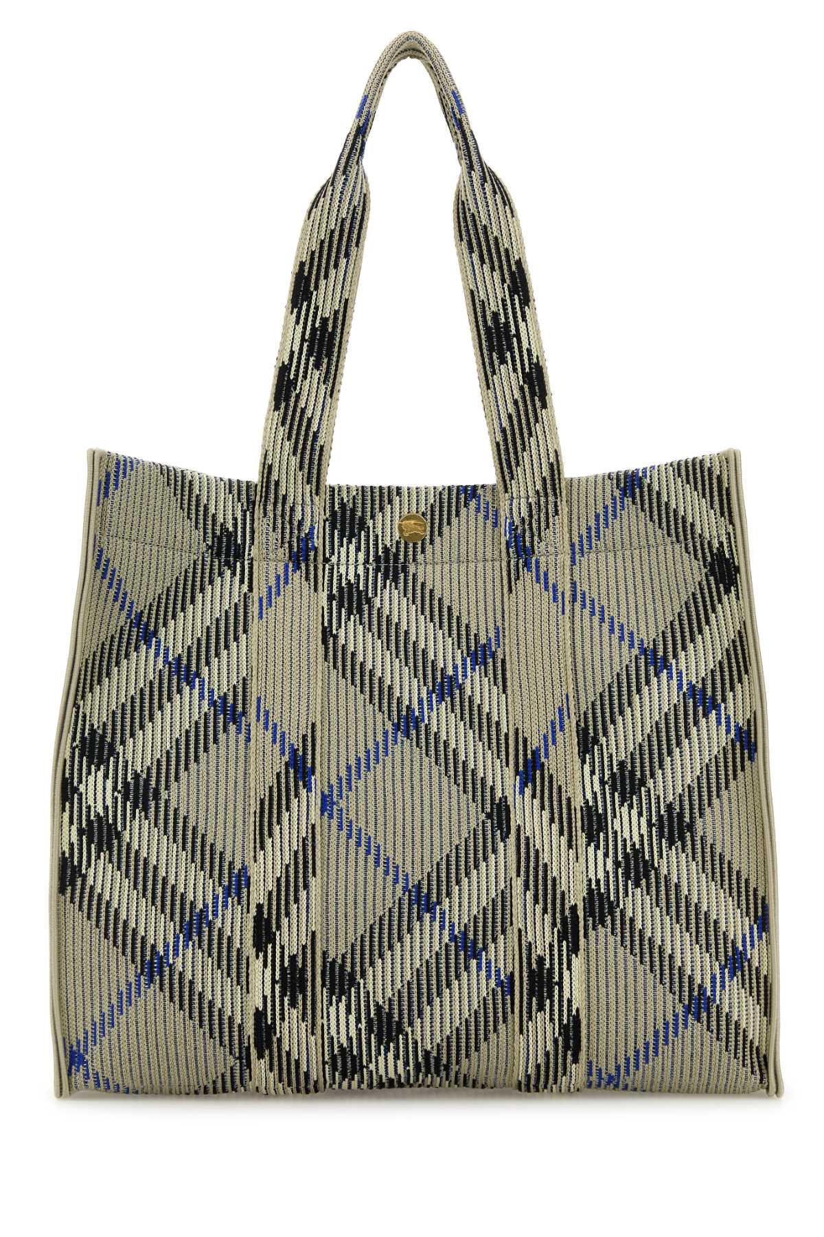 Burberry Women Embroidered Canvas Medium Check Shopping Bag