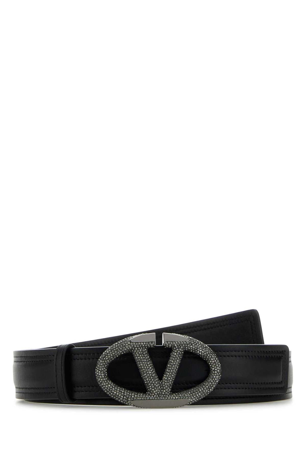 Valentino Garavani Women Black Leather Vlogo The Bold Edition Belt