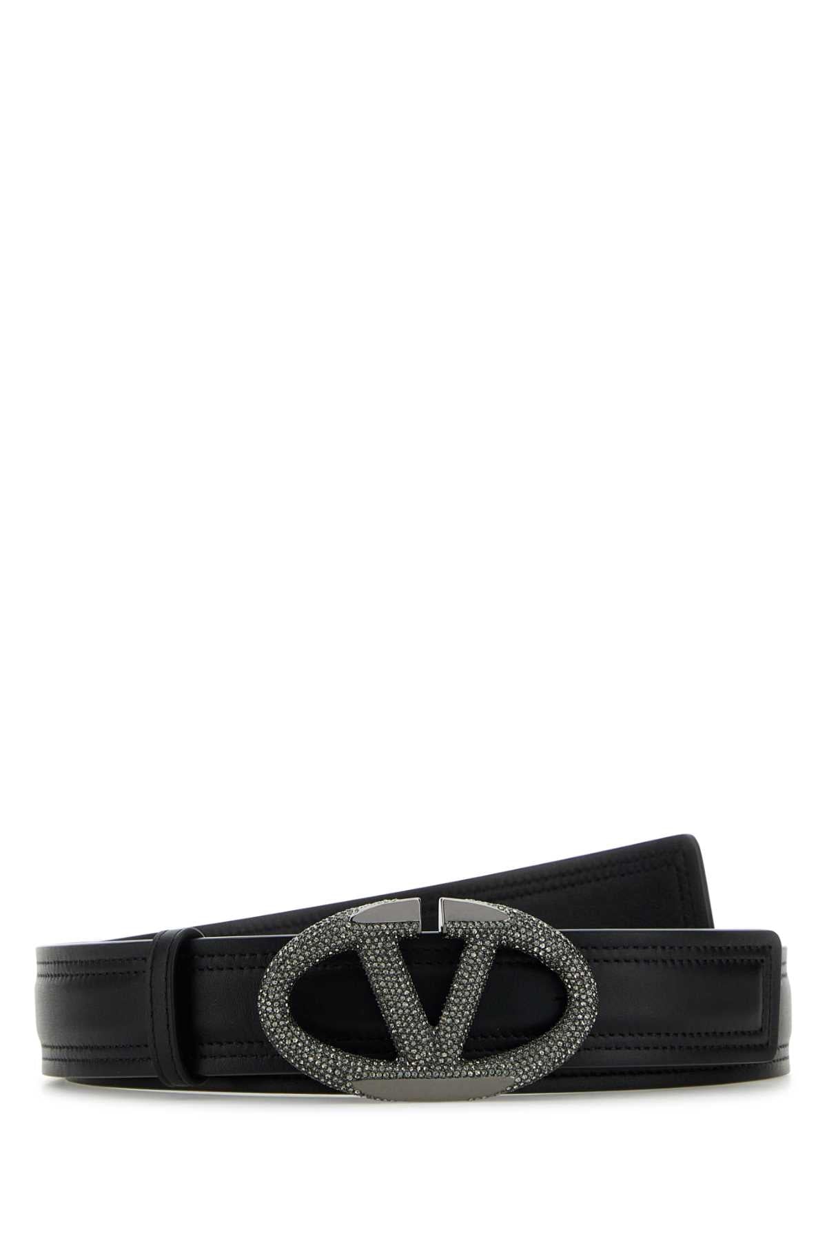 Valentino Garavani Women Black Leather Vlogo The Bold Edition Belt