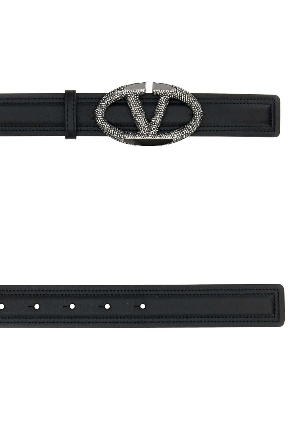 Valentino Garavani Women Black Leather Vlogo The Bold Edition Belt