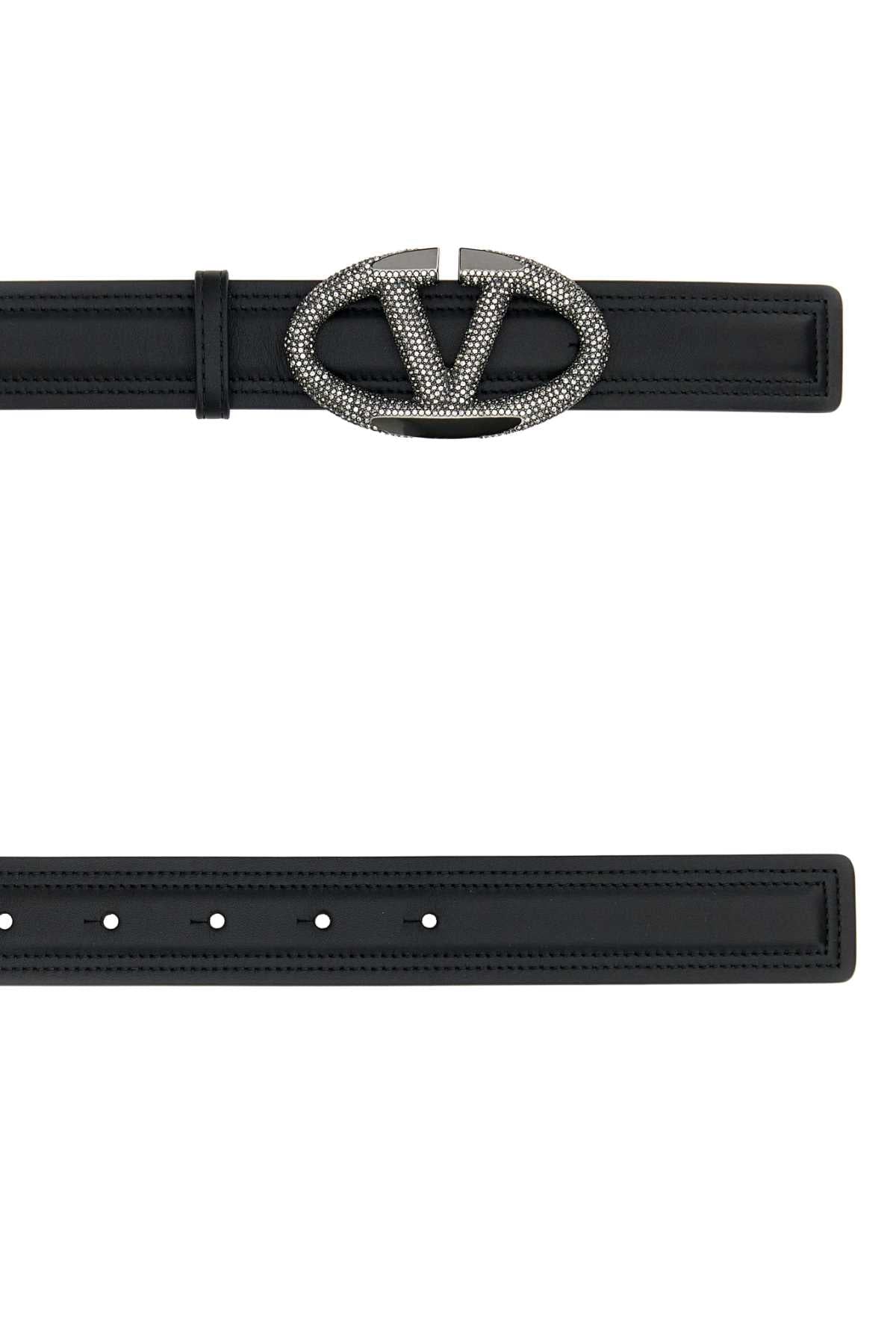 Valentino Garavani Women Black Leather Vlogo The Bold Edition Belt