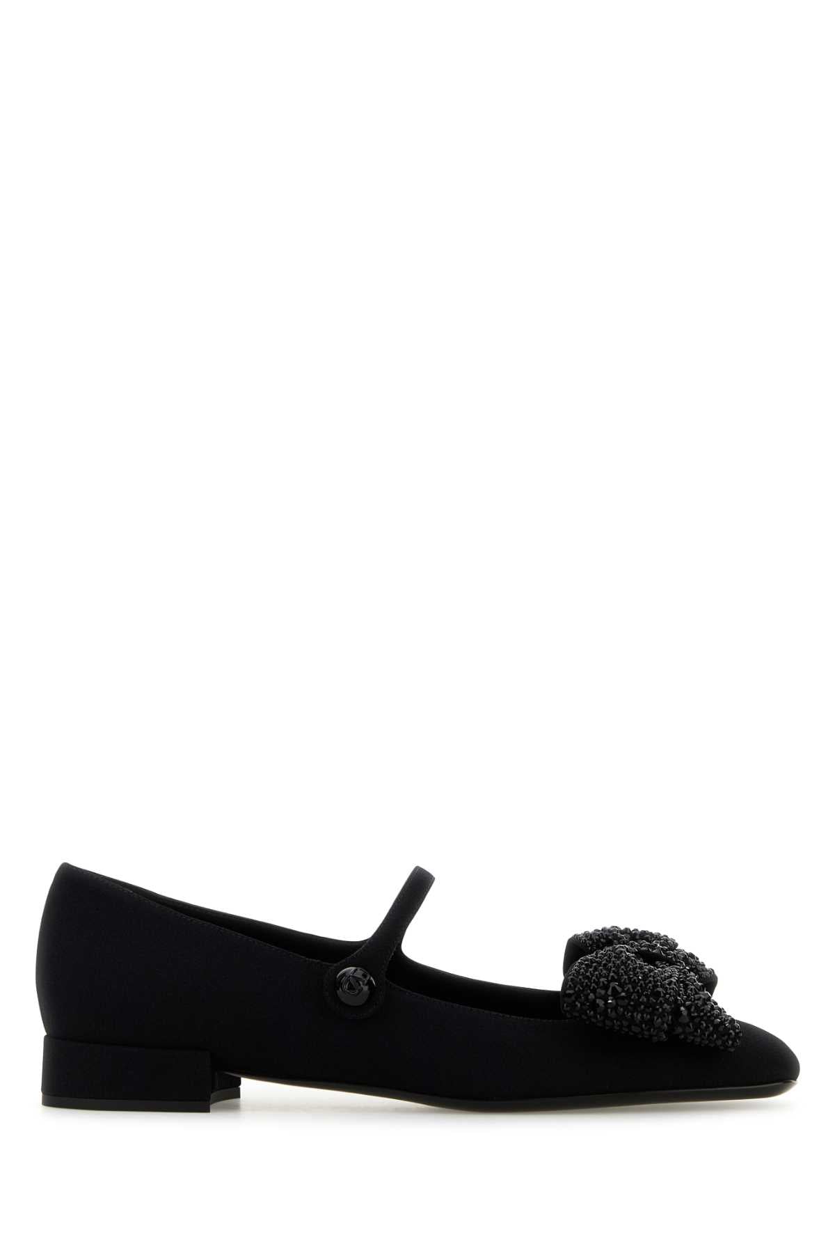 Valentino Garavani Women Black Fabric Ballerinas