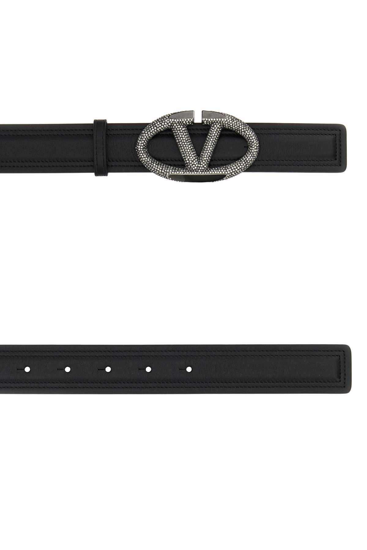 Valentino Garavani Women Black Leather Vlogo The Bold Edition Belt