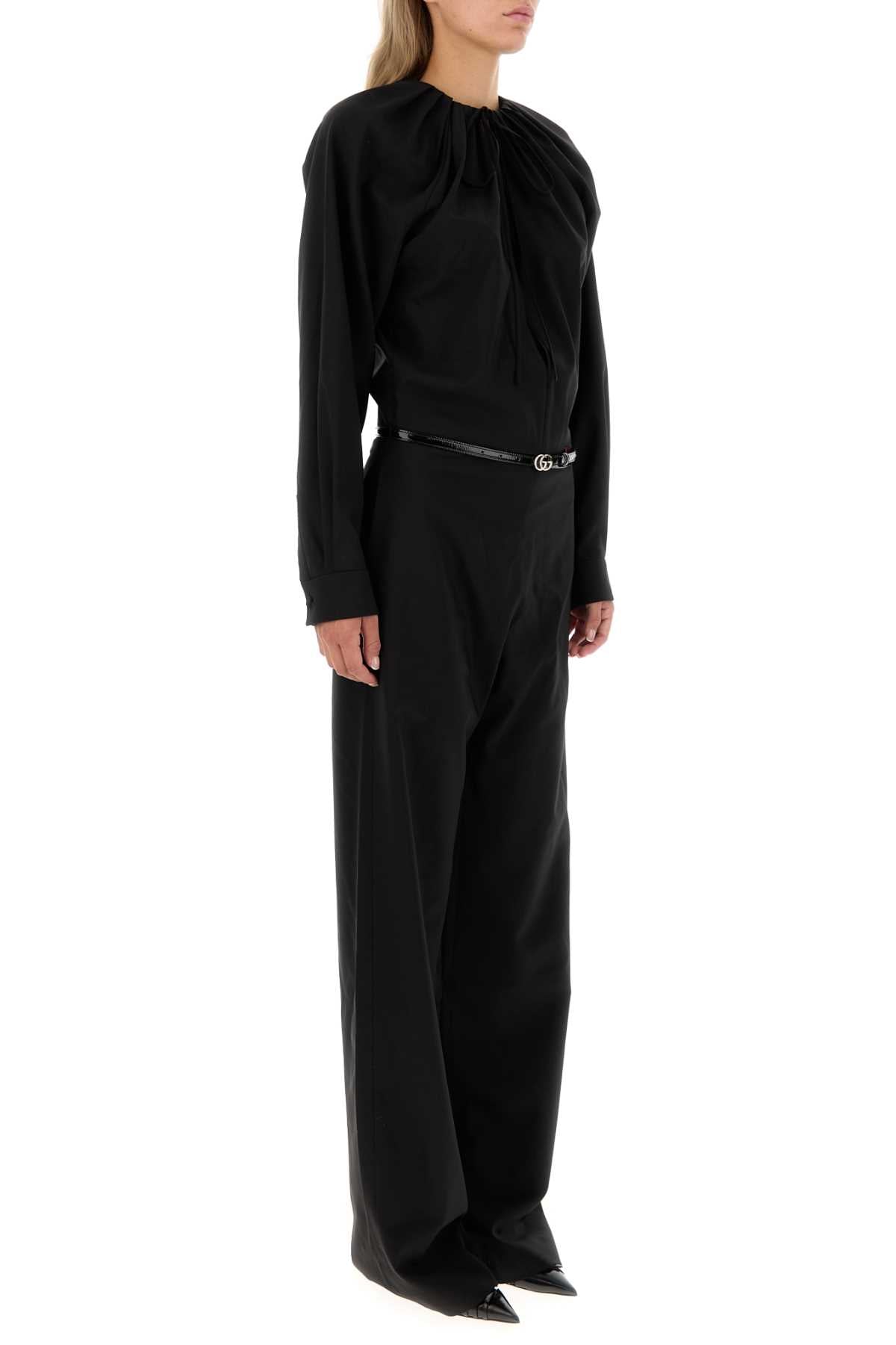 Gucci Women Black Stretch Wool Jumpsuit