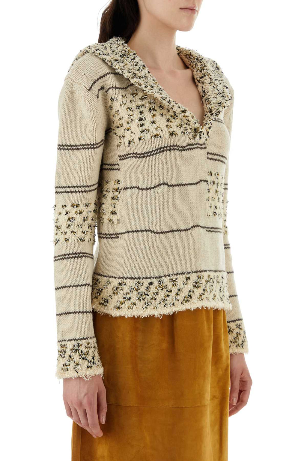 Bottega Veneta Women Embroidered Wool Blend Polo Shirt