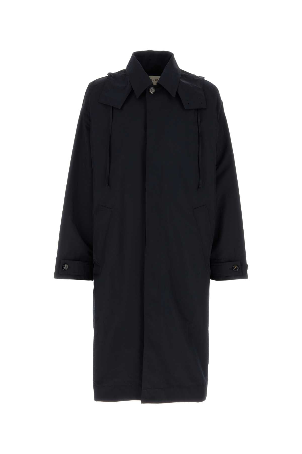 Bottega Veneta Men Navy Blue Nylon Blend Trench Coat