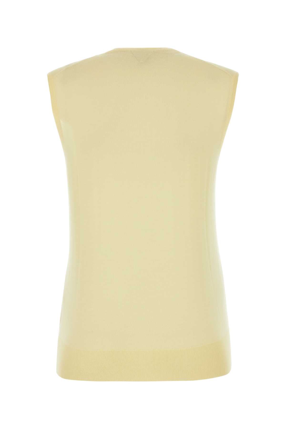 Bottega Veneta Women Pastel Yellow Cotton Blend Vest