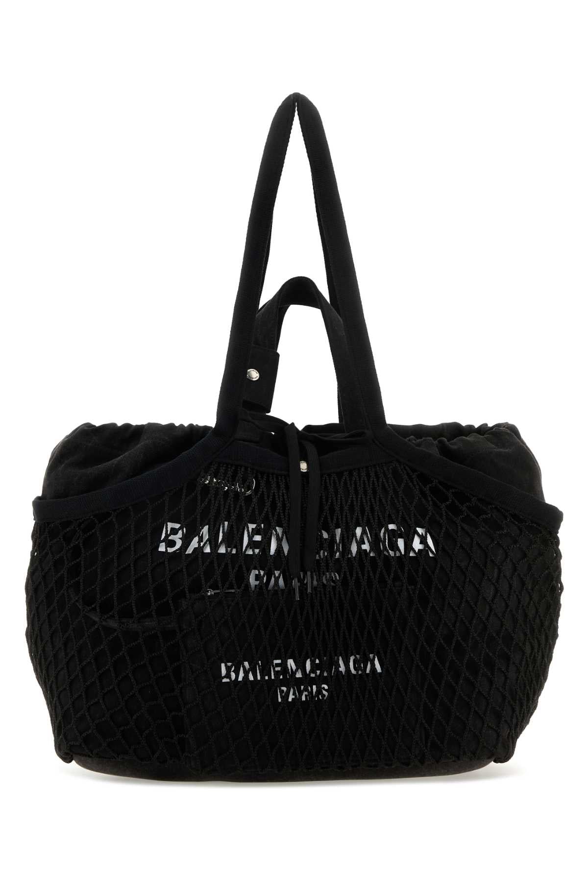 Balenciaga Women Black Canvas And Mesh Medium 24/7 Shopping Bag