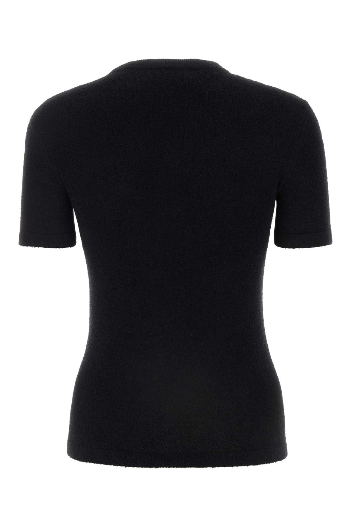Balenciaga Women Black Terry Fabric T-Shirt