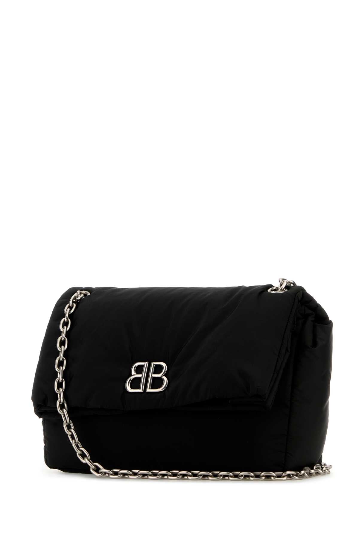 Balenciaga Women Black Nylon Medium Monaco Shoulder Bag