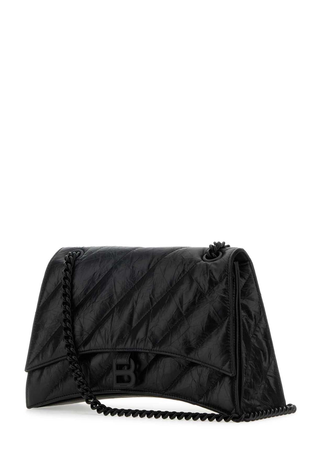 Balenciaga Women Black Leather Medium Crush Shoulder Bag