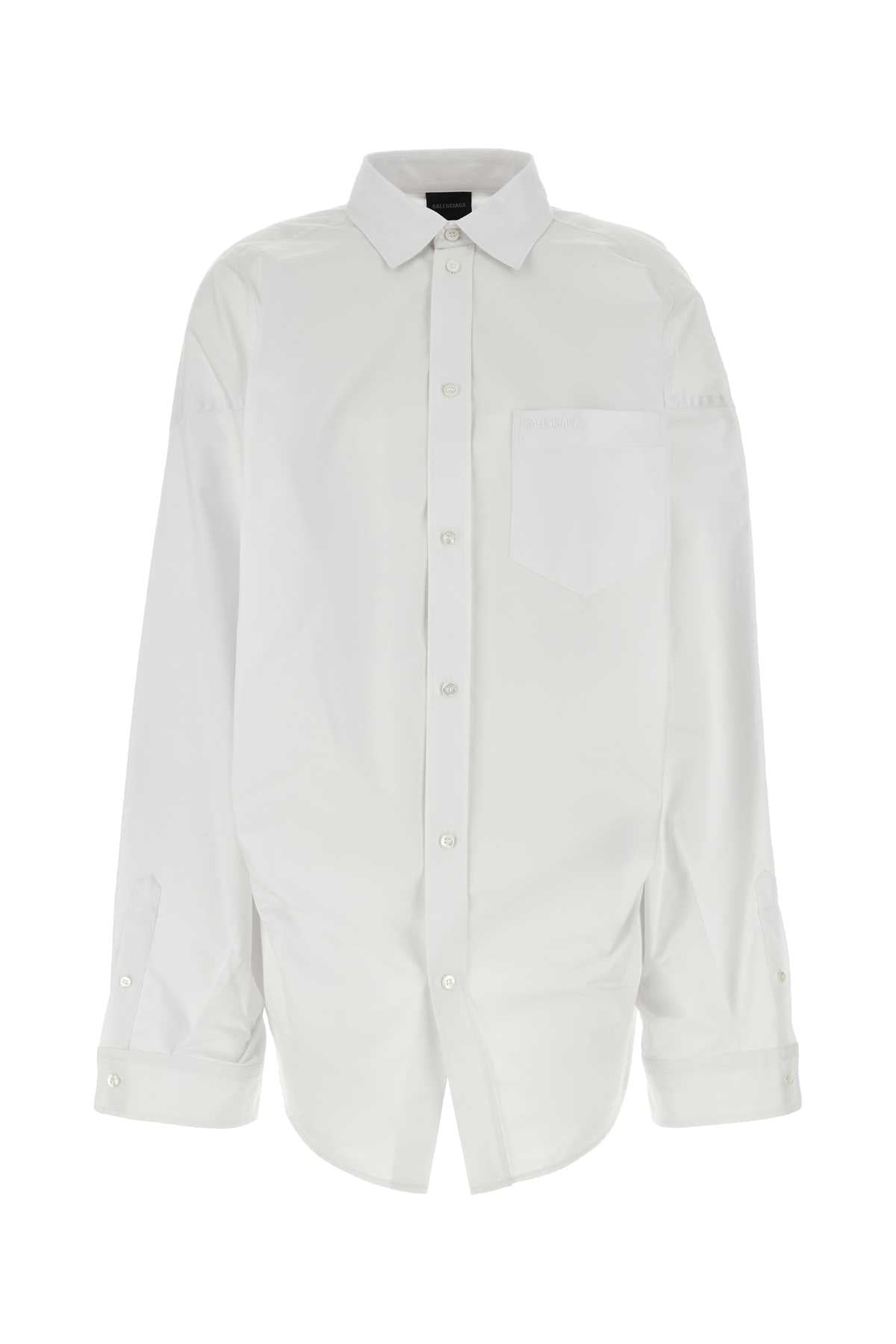 Balenciaga Women White Poplin Oversize Shirt