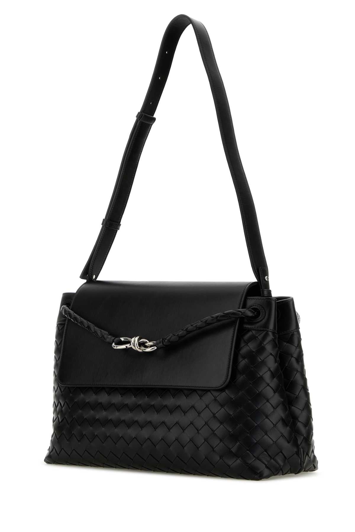 Bottega Veneta Men Black Leather Medium Andiamo Crossbody Bag