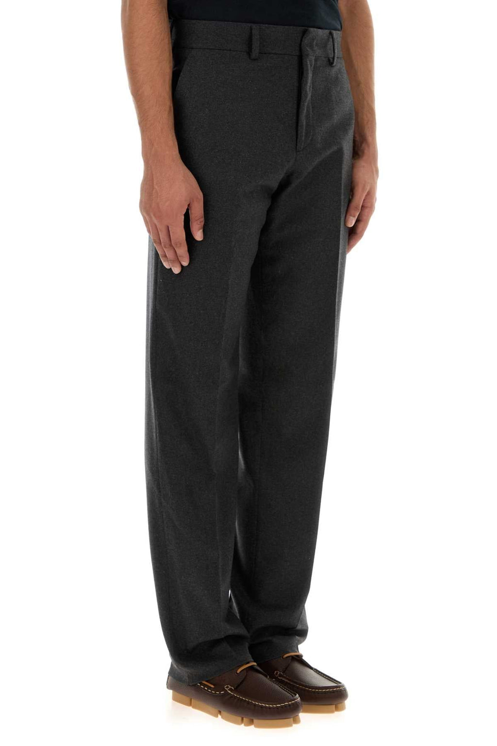 Fendi Men Dark Grey Stretch Cashmere Pant