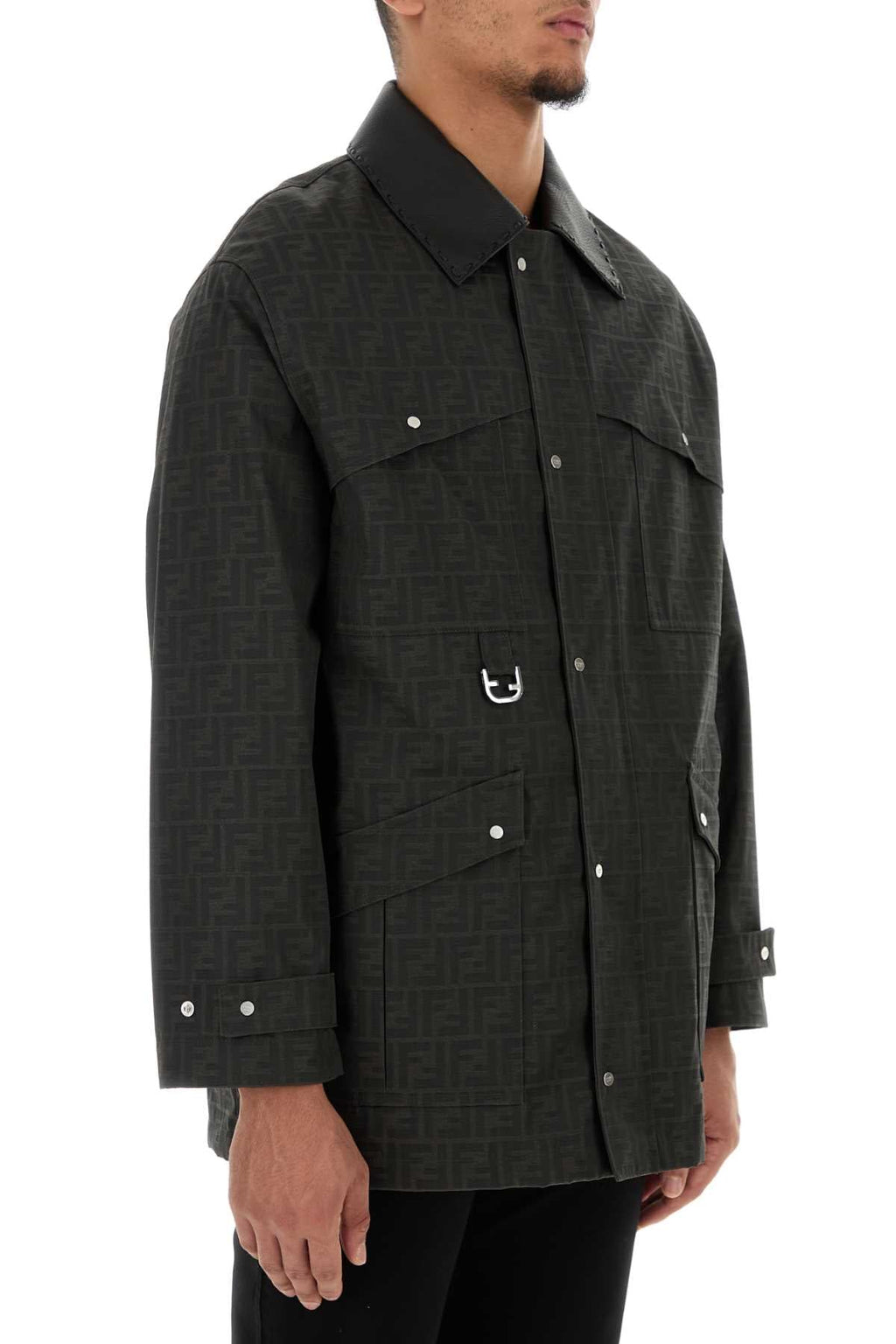 Fendi Men Embroidered Canvas Coat