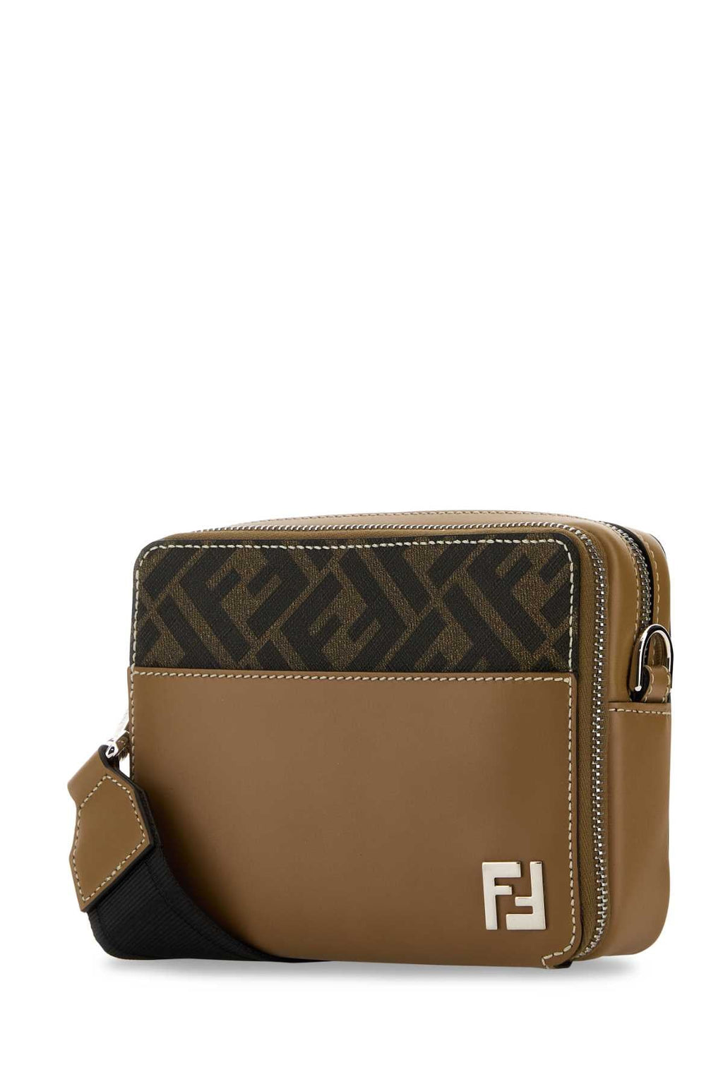 Fendi Men Embroidered Canvas Camera Crossbody Bag