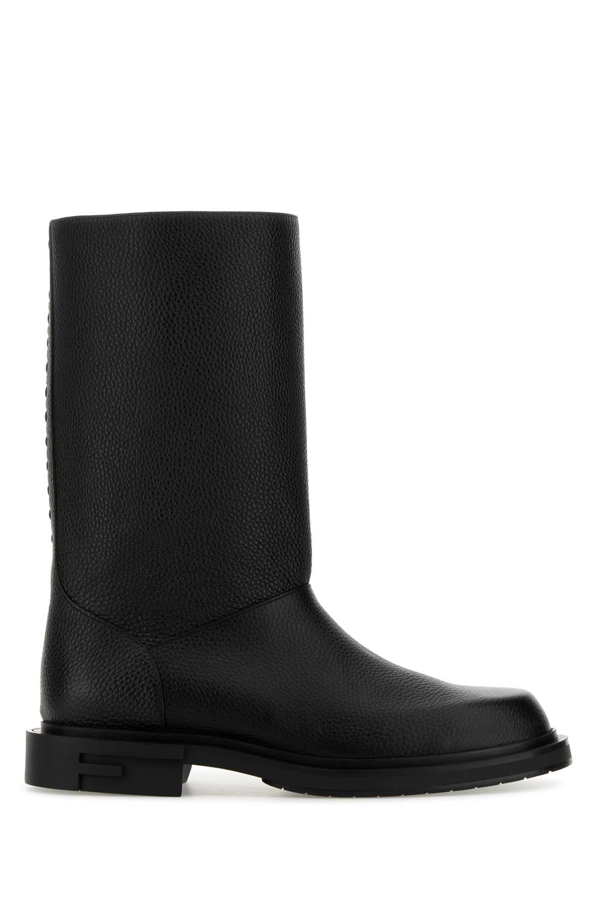 Fendi Men Black Leather Frame Boots
