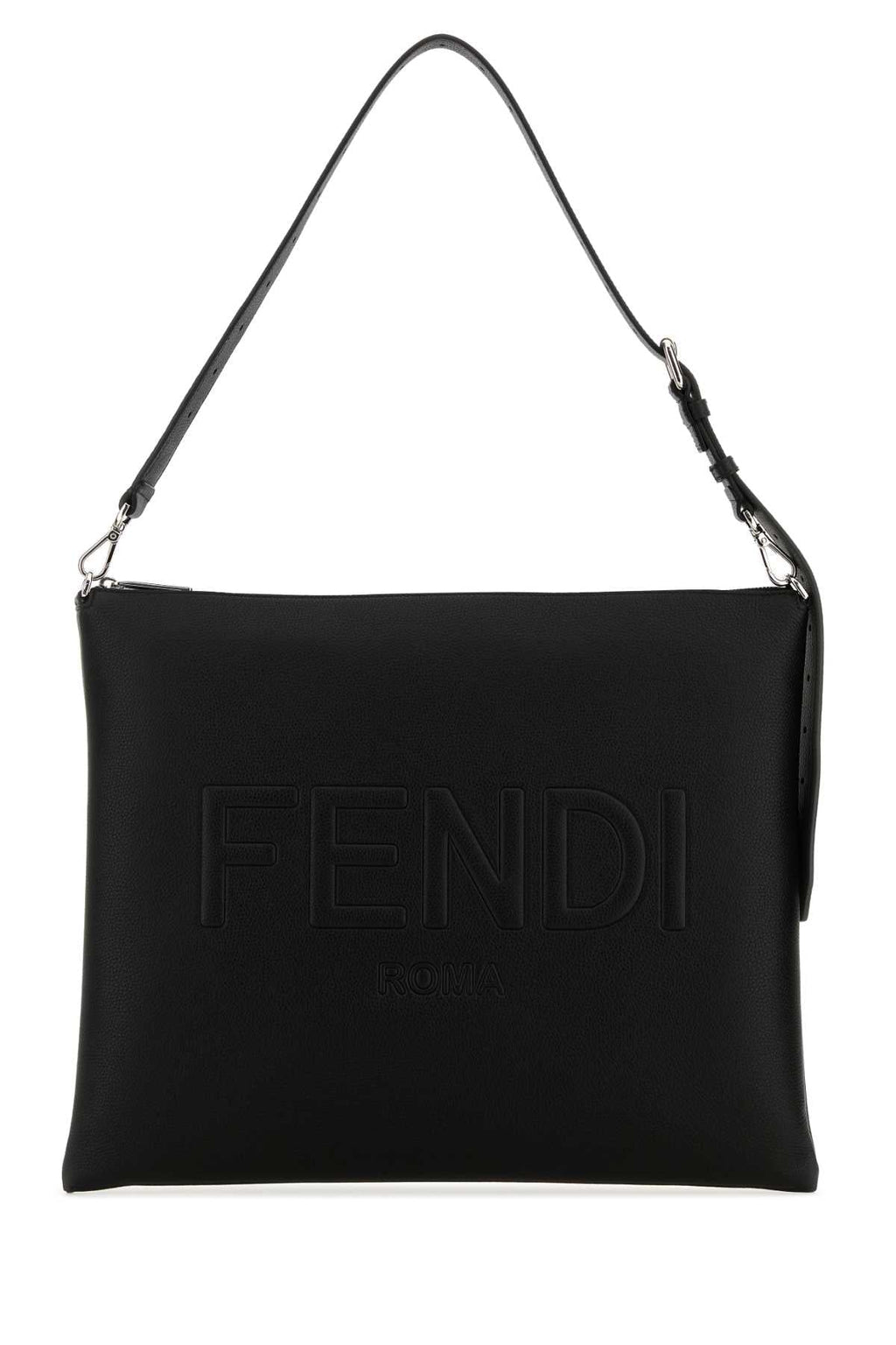 Fendi Men Black Leather Fendi After Fendi Roma Shoulder Bag