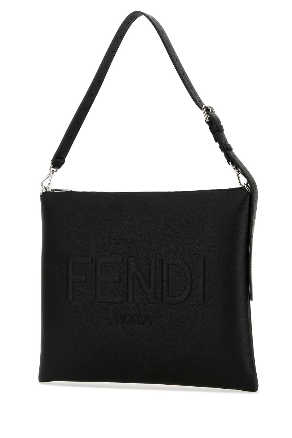 Fendi Men Black Leather Fendi After Fendi Roma Shoulder Bag