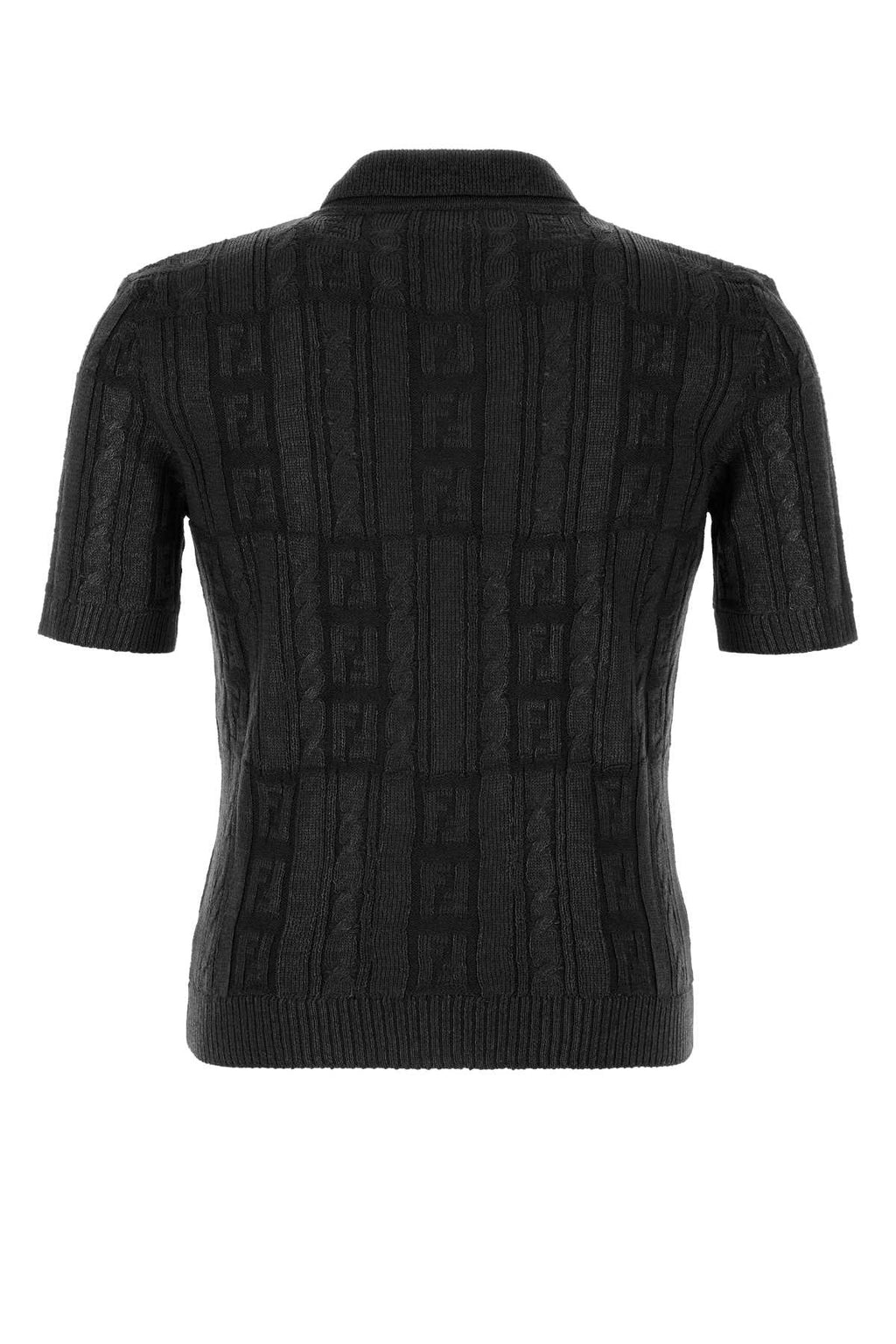 Fendi Men Black Wool Polo Shirt