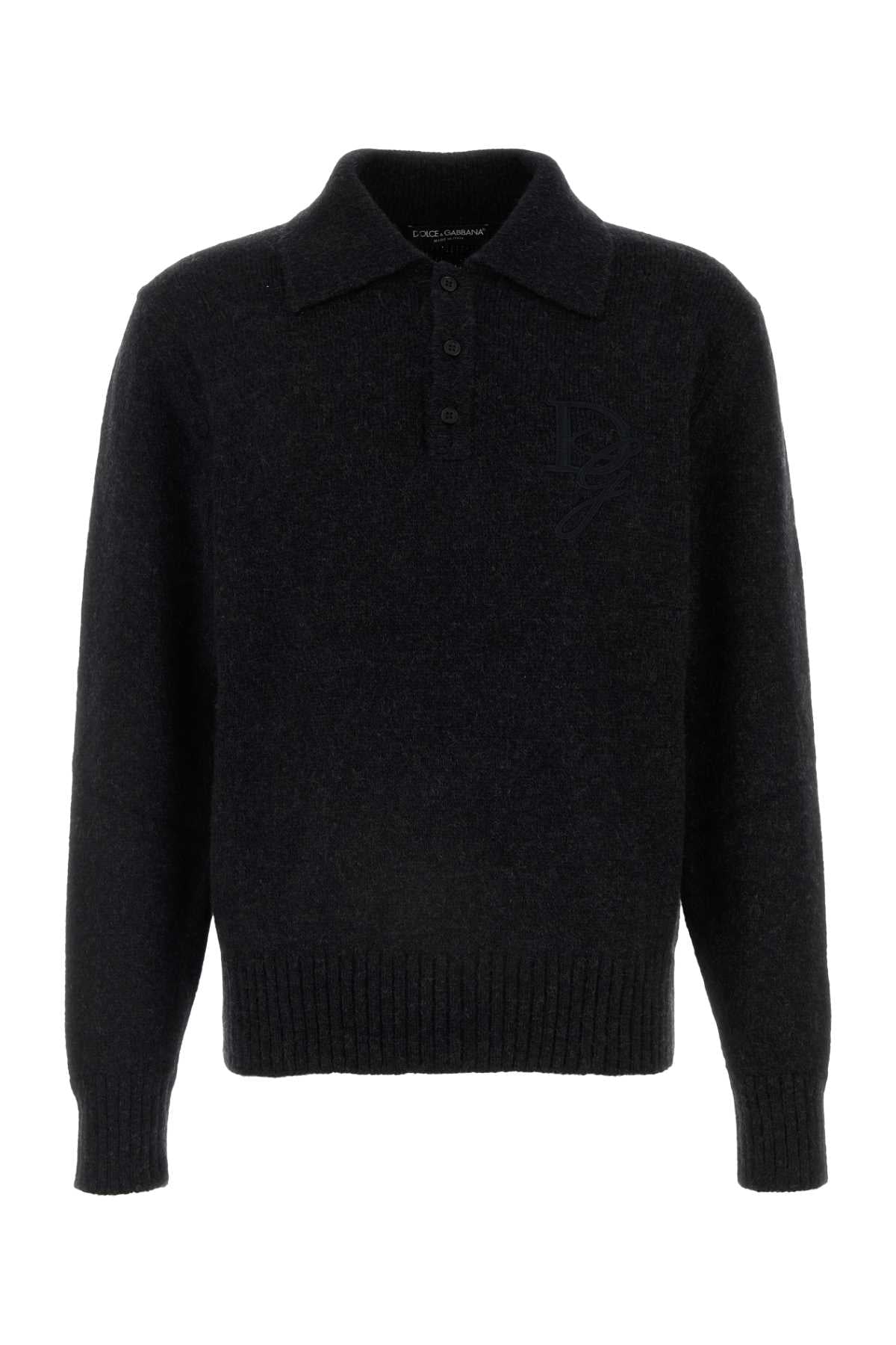 Dolce & Gabbana Men Graphite Nylon Blend Sweater