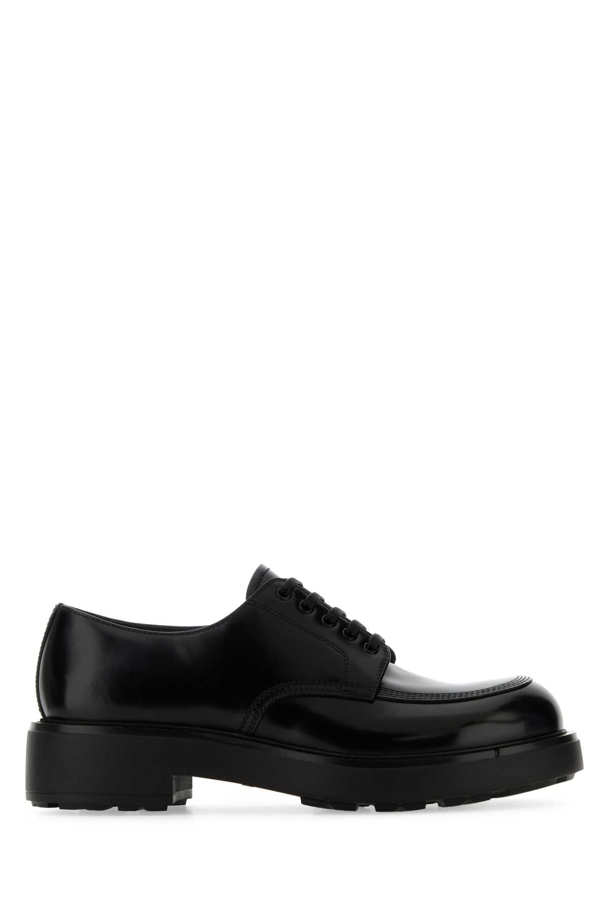 Prada Men Black Leather Lace-Up Shoes