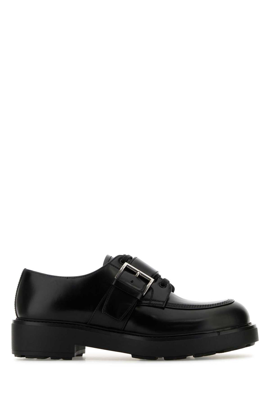 Prada Men Black Leather Lace-Up Shoes