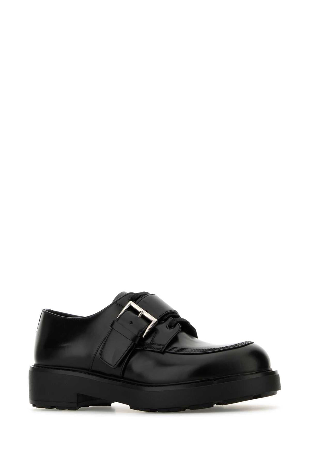 Prada Men Black Leather Lace-Up Shoes